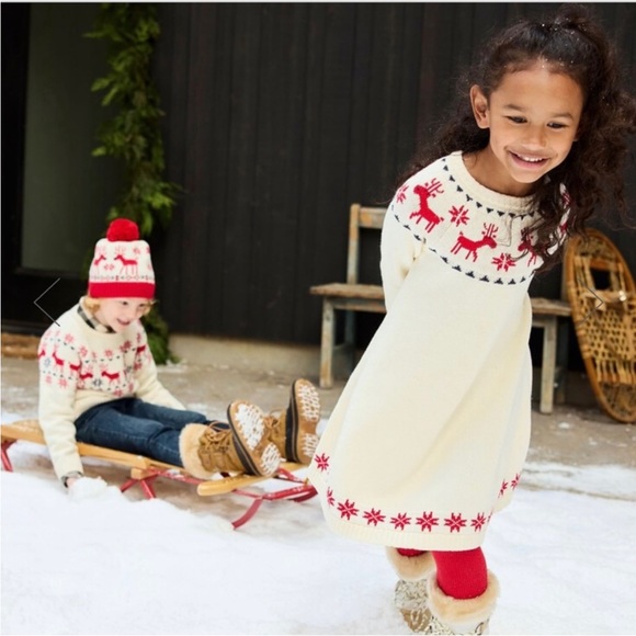 Hanna Andersson Holiday Sweater Dress Wool Cotton  Dress US 5 - Picture 8 of 12